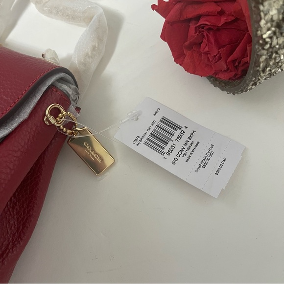 Coach Convertible Mini Backpack In Signature Canvas -Brown, Red & Gold - Reemoly - Picture 8 of 16